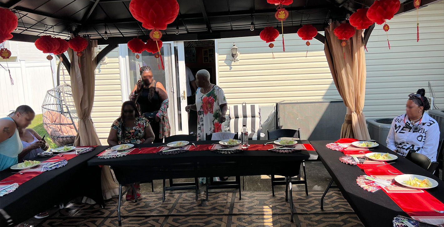 Indoor Party with Red Lanterns